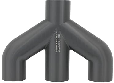 DRUCKKRAFT 3-Wege Abzweig Rohr 50mm | Abzweigstück | Y-Verteiler | Absauganlage | Rohrverbinder | Schlauchverbinder | Zentralstaubsauger & Industrie | PETG | (DN50 auf 3-Fach DN50)