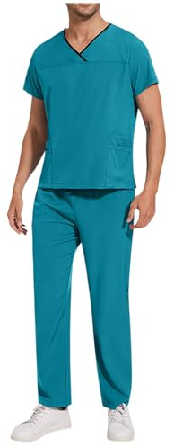Uniforme Médicale Homme Ensemble Haut Et Pantalons + Blouse Medicale Hommes Vêtements de Travail Uniformes Tenue Aide Soignante Professionnelle Infirmière Esthétique Tenue Infirmiere Professionnelle