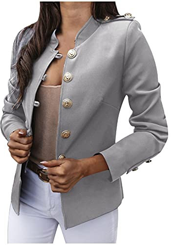 Blazer Corto Donna Elegante, Giacca Primavera Donna Elegante a Maniche Lunghe Risvolti Semplici Giacca da Ufficio Business Tailleur Corto Blazer Completo Cerimonia Tailleur Pantalone E Giacca Corta
