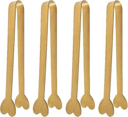 Mini Zuckerzange Edelstahl Eiszange, Herzform Eiswürfelzange Salatzange Gebäckzange Gold Servierzange, Küchenzange Für Zuckerwürfel, Eiswürfel, Dessert, Büfett, Picknick