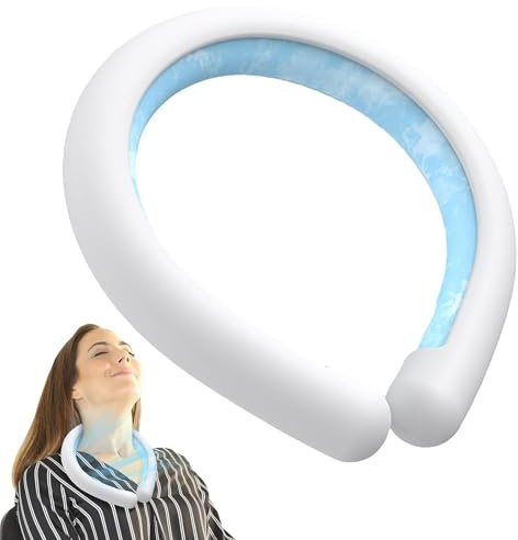 Neck Cooling Tube,Wearable Neck Cooling Ice Pack,Reusable BPA-Free Cooler Tube for Instant Heat Relief,Cold Gel Wrap Ice Packs for Necks,Ergonomic Fit for Summer Work & Sports ﻿ (White)