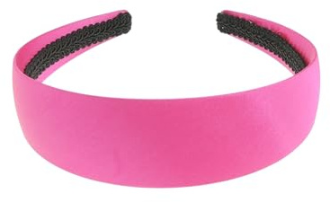 Breit, flach, sehr stark, 4 cm, schlicht, blanko, Satin, DIY, Hutmacher, großer Fascinator, langer dicker Haarschmuck, Stirnband, Basteln, Haarreif für Damen (Fuchsia)