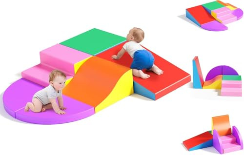 Blocchi da costruzione in schiuma per bambini, blocchi da costruzione morbidi per arrampicarsi, divertimento al chiuso (Set da sei pezzi - set di blocchi di spugna - colorati)