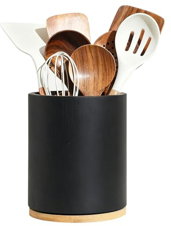 Lpoppcx Porte-Couverts Rotatif À En Bois Porte Ustensiles Organiseurs Rangement Couvert Organisateur De Coutellerie Rotatif 360° Organisateur De Table Pour Cuillères, Fourchettes Et Couteaux