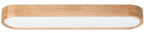 STOLARNIA PIKA Deckenlampe - Oval Holz Deckenleuchte Eiche 4xE27 (88x20 cm) - Modern Beige Lampe für Schlafzimmer, Wohnzimmer, Flur, Küche - Stilvolle Eichenholz LEJA