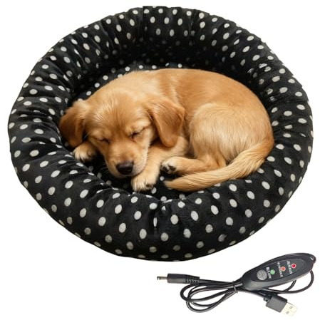 Cuccia riscaldata per gatti, con presa USB, regolabile a 3 temperature, design morbido e caldo, sicuro per uso interno per gatti, cani, gattini, cuccioli, conigli o uso freddo