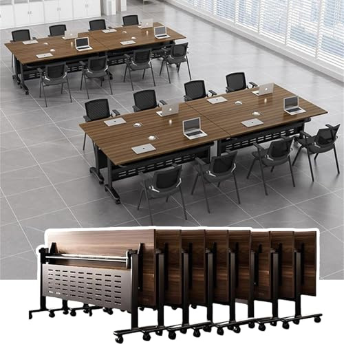 Bureau d'entraînement pliable modulaire – Table de conférence mobile à rabat, lot de 1/2/4/6/8, roues silencieuses pour salles de réunion et de formation, polyvalent et portable, parfait pour les