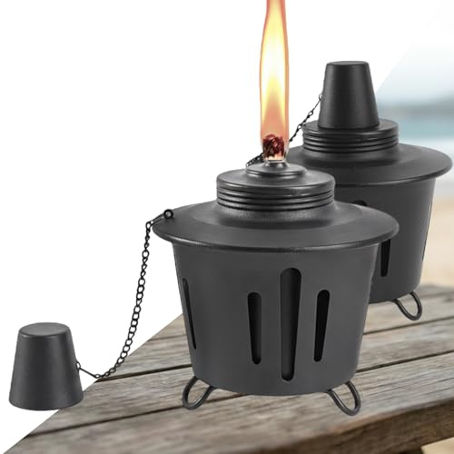 AXYCXIN Mini Citronella Table Top Torches - 2 Pack , 15 oz Citronella Torch for Outdoor, Metal Tabletop Torches, for Yard, Patio, Deck, Garden, Party Citronella Torch