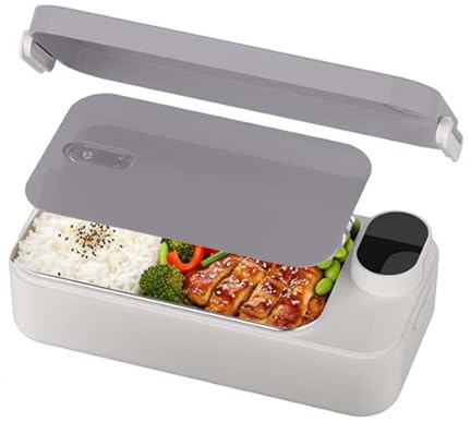 Lunch Box Elettrico, Scaldavivande Portatile Ricaricabile Da 7200 Mah Con Temperatura Regolabile, Acciaio Inossidabile, Lunch Box Riscaldato Senza Fili Da 900 Ml Per Auto, Ufficio, Viaggi gray