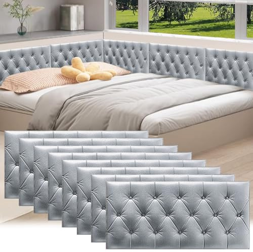 Panneaux Muraux Autoadhésif Protection de Tête de Lit Tapissée Mural Anticollision 3D Coussin Mural Peler et Coller Coussinets Muraux pour Chambre