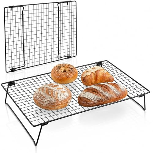 Baking Cooling Rack, 43x28cm Iron Cooling Rack for Cooking and Baking, Suitable for Dessert Cafe Bakery, Compatible with Bakeware Oven Tray(Black)