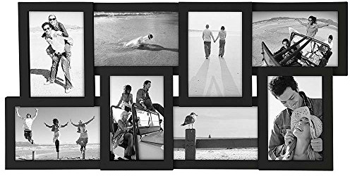 Malden International Designs Collage Picture Frame for Wall, Holds Eight Photos : 4-6x4 and 4-4x6 Inch - Black Plastic, Wall Decor for the Home
