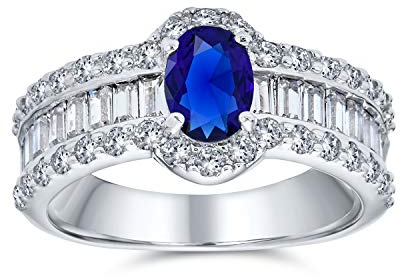 Personalisieren Sie Vintage Anwesen Art Deco Stil Halo Blau Simulierter Saphir Oval Solitär Verlobungsring Für Frauen .925 Sterling Silber Anpassbar