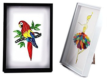 YURROAD 11” x 14” A4 Photo Frame for Paper Quilling Crafts Handmade Artworks Display on Desktop or Hang (Black + White, 2 Pack)