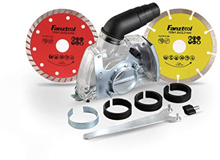 FANZTOOL Diamant-Trennscheibe Diamanttrennscheibe, Trennscheibe 125 mm x 22,2 mm mit Universal Absaughaube für Staubfreie Arbeit