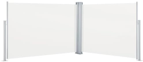 vidaXL Tenda da Sole Laterale Retrattile per Patio Privacy Automatica Schermo Parasole Frangivento 120x1000 cm in Tessuto PU Crema Telaio in Ferro