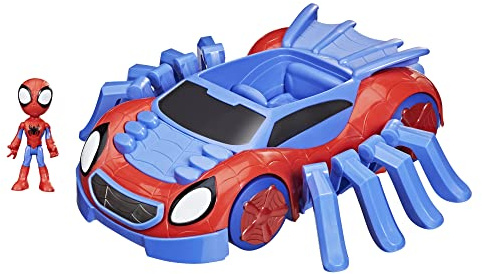 SPIDEY AND HIS AMAZING FRIENDS Marvel Super Spinnen-Krabbler mit Rammbock und 10 cm großer Spidey Figur, ab 3 Jahren