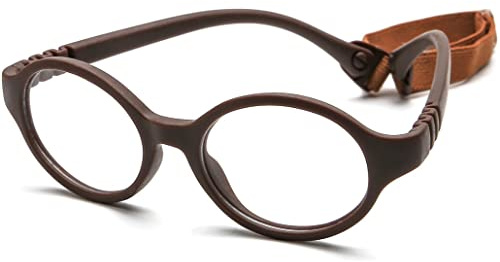 Geborilma Cute Baby Glasses 0-6 Months - XXS Round Infant Glasses with Strap - Clear Lens Newborn Spectacles