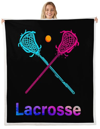 Lacrosse Fleece Throw Blanket for Sports Games Plush Blanket Lacrosse Player Sherpa Blanket Room Decor Puck Hockey Tie Dye Fuzzy Blanket Baby 30x40