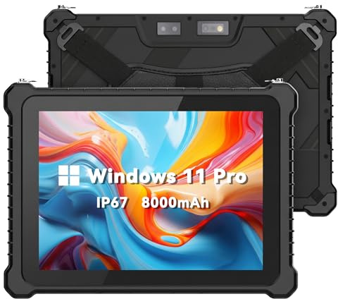 SunKol 10.1 IP67 Tableta Resistente, PC Industrial Impermeable Windows 11 Pro para Trabajo de Campo al Aire Libre, batería de 8000mAh, BT4.2, 4G, WiFi, GPS, NFC, escáner 2D (N5100 8GB + 128GB)