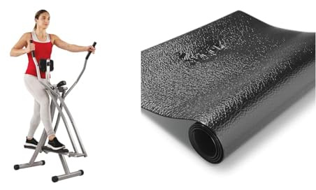 Sunny Health & Fitness Elliptical Cross Trainer w/LCD Monitor, Air Walker Exercise Machines & Exercise Equipment Mat, Non-slip Noise Reduction Floor Protector Mat