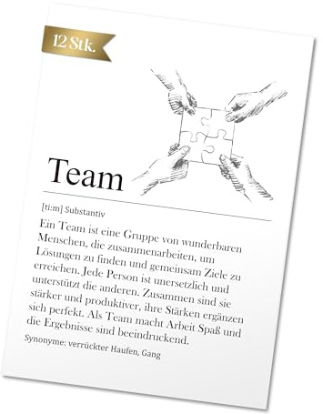 BIROYAL 12er Set Team Karte A6, Abschiedskarte Kollegen - Team Geschenk, Kleine Geschenke für Kollegen, Dankeschön, Karte Abschied Kollegin (ohne Umschläge)