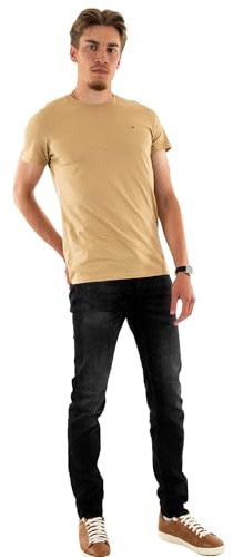 Tommy Jeans Herren T-Shirt Kurzarm TJM Original Slim Fit, Beige (Gentle Gold), XXS