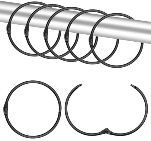 ZOCONE 30 pezzi Nero Anelli per Tende da Aprire, 50mm Antiruggine Anelli per Tende Apribili, Anellis Rotondi Clip Tenda, Anellie per Tendes da Esterno per le Tende per Tenda Doccia