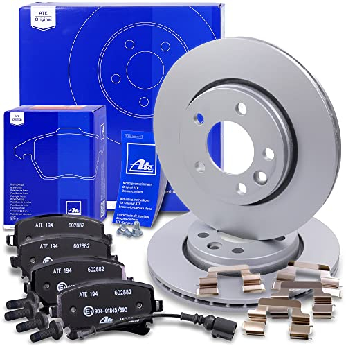 ATE Bremsenset Hinterachse inkl. Bremsscheiben hinten Ø 294 mm belüftet und Bremsbeläge hinten + Warnkontakt Kompatibel mit VW CALIFORNIA T5 + T6 Camper, MULTIVAN T5, T6, TRANSPORTER T5 + T6