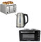 Hamilton Beach Breakfast & Mini Oven Bundle, Rise Brushed 1.7L Kettle, Brushed & Polished 4 Slice Toaster, 28L Mini Oven with Hotplates, Kitchen Appliance Set - HBKTOB, Silver/Black