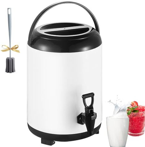 ANSNOW Heißwasserspender Mit Wasserhahn, Edelstahl-Heiß- Und Kaltwasserspender, Großes Fassungsvermögen, Tee-Wärmflasche, 6 L/8 L/10 L/12 L, Für Café, Büro, Zuhause, Outdoor, Gärten, Camping/Weiß/8L