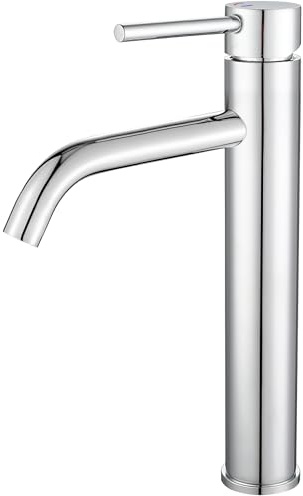 VALAZ Grifo Lavabo Cromado Alto Pica Serie Ason | Grifo Monomando Lavabo, Apertura en Frío, Agua Fría y Caliente, Ahorro de Agua | Instalación Fácil y Rápida | Latón