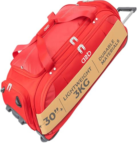 A2B Lightweight Roller Holdall with Wheels - Durable Duffle Bag | Versatile Travel Holdall, Mobile Gym, Sport, Tool, Ice Skate and Cricket Bag | Wheeled Duffel AB005 (Large 30)