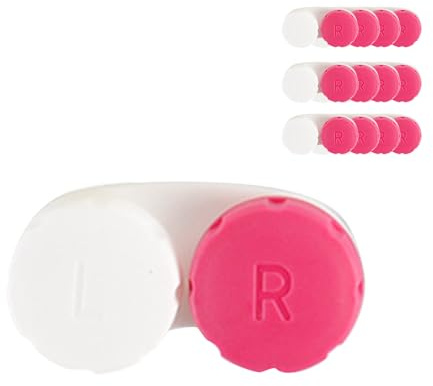 MYSUNBAR Kontaktlinsenbehälter Set · 12 Stück · Kontaktlinsendose Jahresvorrat · ideal für unterwegs · Hygiene · Rosa