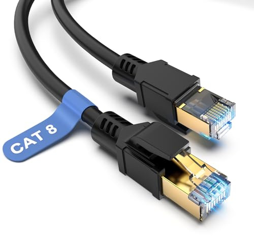 Dbilida Cat 8 Netzwerkkabel Ethernet Kabel 2M, 5M 7M 10M 15M 20M 30M 40Gbps 2000MHz, 26AWG, S/FTP, Cat 8 Lan Kabel Patchkabel Wasserdicht UV-beständig für PS5 Router Modem Switch Laptop