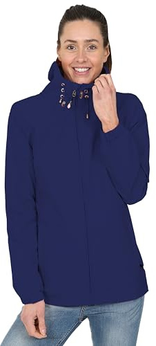 Blu Apparel Veste imperméable à capuche pour femme - Veste de pluie avec coupe-vent pour la randonnée et la marche - Vestes de printemps, bleu marine, 40