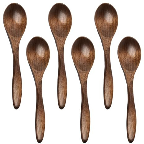 6 Piezas Cucharas Pequeñas De Madera, Cucharas De Madera Para Platos, Cucharas De Madera Multifuncionales, Cucharas Pequeñas De Madera De Mango Largo, Suministros De Cocina, Utensilios De Cocina