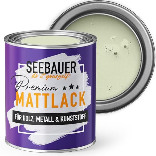 SEEBAUER diy Mattlack Hellgrün 375ml für Innen & Außen (No. 716 Mystic Bamboo) Möbelfarbe ohne Schleifen - Hybrid-Lack für Holz, Metall, Kunststoff - Holzlack, Möbellack hohe Deckkraft