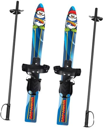 Baoblaze Skiblades Snowblades and Poles for Aged 3-8 Years Old with Universal Bindings Kids Skiing Board Children Short Skis Skiboards, Snowman
