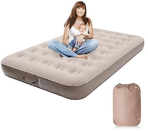 Small Double Airbed, Kitxedas NO Plug Needed- JUST 1 Click UP/DOWN, Air Bed Double with Built in Pump Electric Inflatable Mattress Self Inflating Guest Bed Blow up Mattress for Camping/Home, 198x125cm