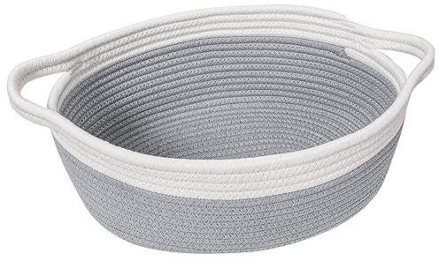 TIMEYARD Aufbewahrungskorb, Korb Geflochten, Geschenkkorb Leer, SpielzeugKorb, Baumwolle Organizer Korb für Windeln, Handtücher, Snacks, Hundespielzeug, Osterkorb, 30 x 20 x 12 cm, Grau