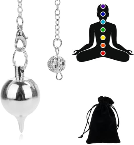 CJQRL Argent Pendule Divinatoire, Pendule De Thot, Pendule Égyptien, Pendule Radiesthesie, pour la radiesthésie, Pendule Chakra Reiki Divination Méditation(5)