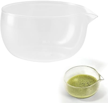 Cuenco para salsa de 350 ml, de cristal con boquilla, Matcha con vertedor, cuenco para matcha con vertedor, cuenco de cristal para servir, cuenco para matcha para la cocina en casa, transparente