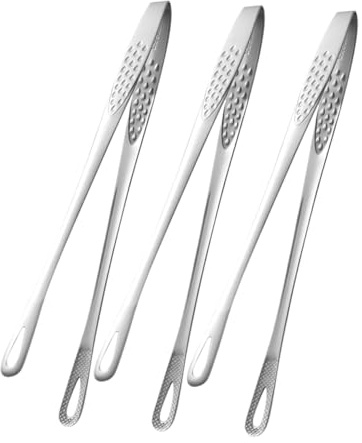 FONDOTIN 3pezzi Pinze per Cucina in Acciaio Inox Pinze per Grigliare e Barbecue per Cucinare Cibo Caldo Manico Ergonomico Antiscivolo