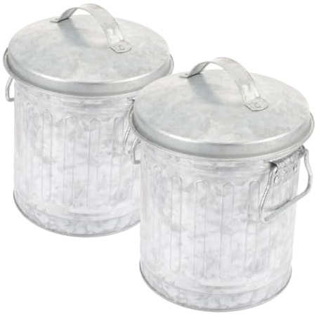 Operitacx 2 Piezas Cubo de Basura Decorativo Vintage Tapa Organizador de Escritorio y Papelería Papelera de Oficina Elegante y Funcional para Cocina Sala Dormitorio y Baño