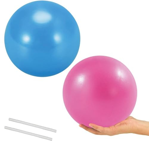 RQcMid 2er Set Gymnastikball klein, Pilates Ball 20-25cm, Overball Fitnessball, Yoga Ball für Core Training, Schwangerschaft, Physiotherapie, Büro Ergonomie, Blau und Pink