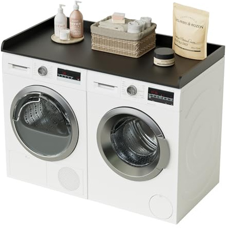 Apetaccat Washer Dryer Countertop, 137x 70CM Washer and Dryer Countertop Wood with Anti-Slip Pads, Washer Dryer Topper, Laundry Topper for Laundry Room Organization, Black