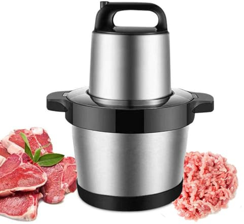 Tritacarne, robot da cucina da 1000 W, tritatutto per cipolle, ciotola in acciaio inox da 6 l, tritacarne elettrico con 2 velocità regolabili, mini tritacarne per carne, verdure, frutta e no