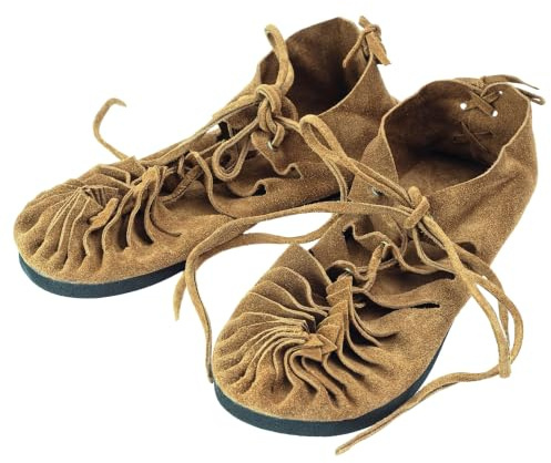 Sandali Romani Sandali in Pelle con Lacci (Uomo e Donna) Medievali Vichinghi Estivi da Spiaggia Hippie Unisex Calzature per (Marrone, Sistema Taglie Calzature EU, Adulto, Numero, Media, 40)