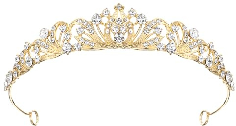 Krona Tiara Bröllop, Diadem Guld Prinsesskrona Dam Tiara Diadem Drottning på Bal Prinsessa för Kvinnor Brud Pannband Kristall Strass för Bröllop, Födelsedag, Slutbal, Kvinnor, Flickor